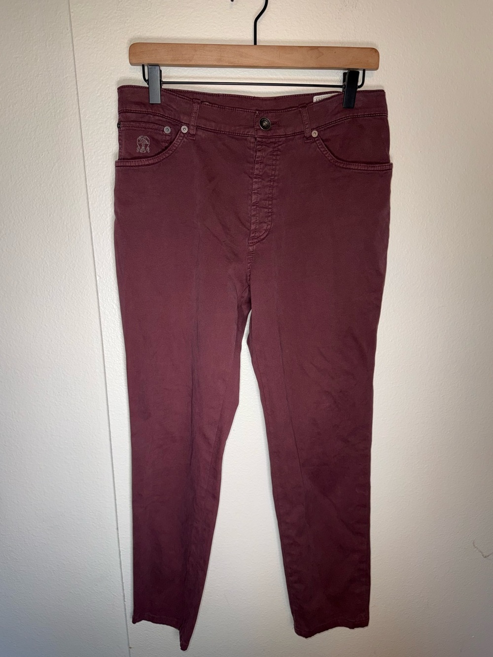 BRUNELLO CUCINELLI Designer Quiet Luxury Cotton Traditional Fit Chino Pants 48